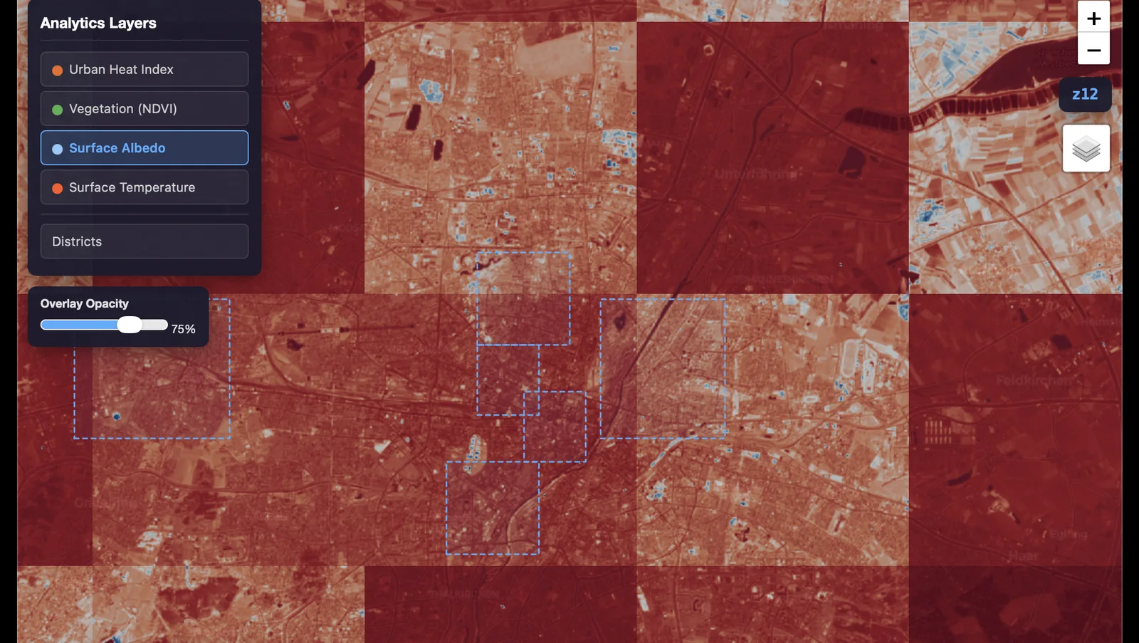 Munich Surface albedo, PROTOR pipeline output